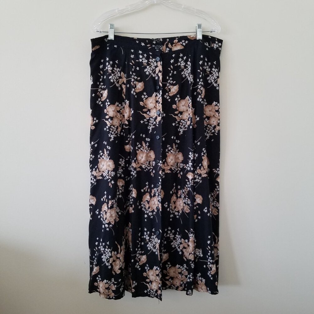 Sag Harbor Plus Size Floral Elastic Button Down Skirt Size XL
